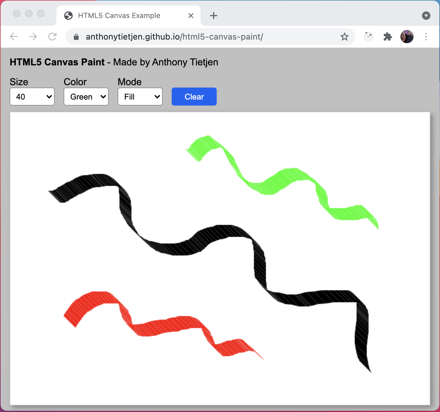 Screenshot of HTML5 Canvas Paint